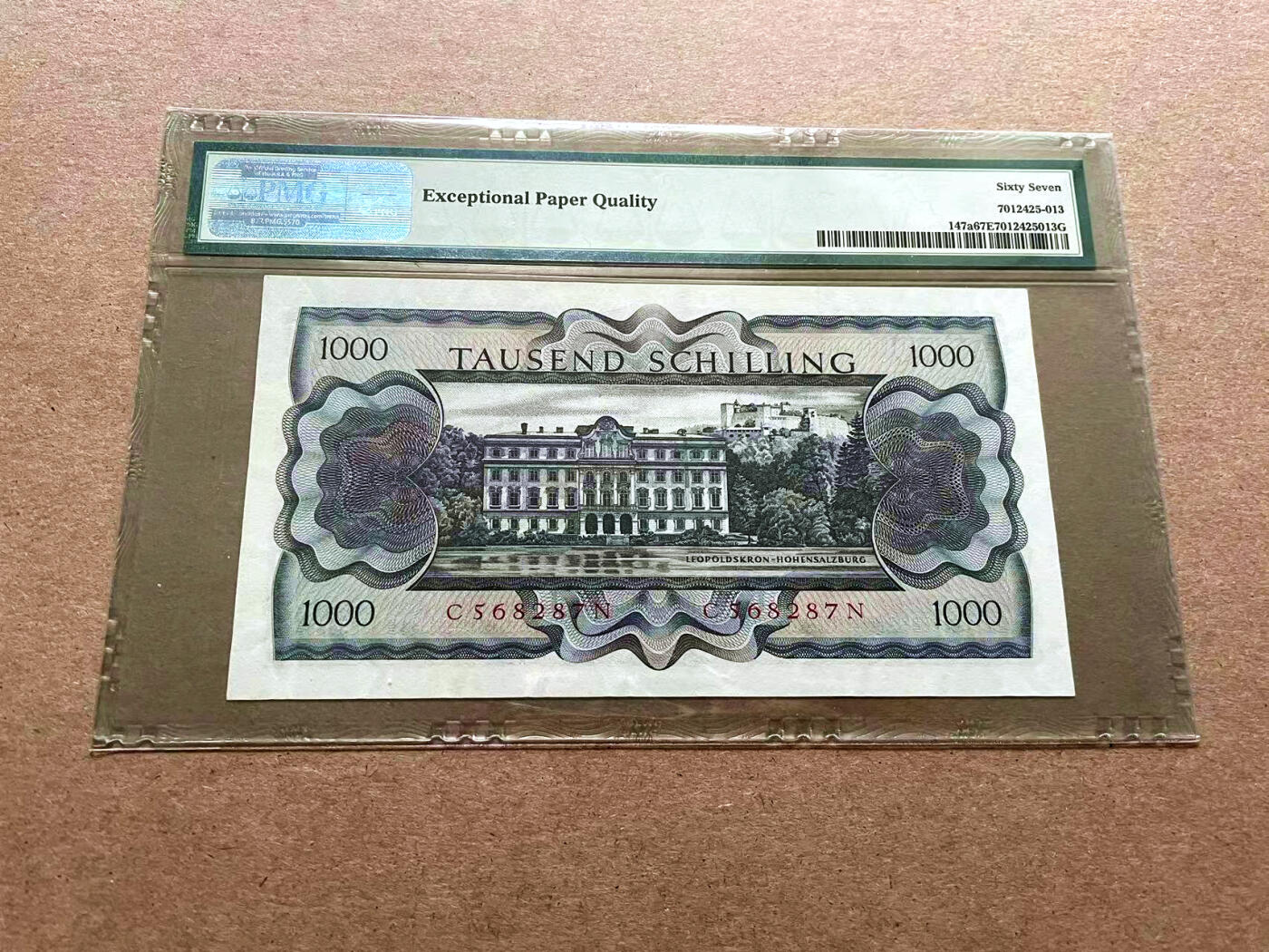 【Blue Auction】✨世界纸币精拍第500期盛典——白金之夜🔥🔥🔥 A-奥地利 1966年1000先令 女诗人苏特纳 双面雕刻精美 PMG67EPQ 高分