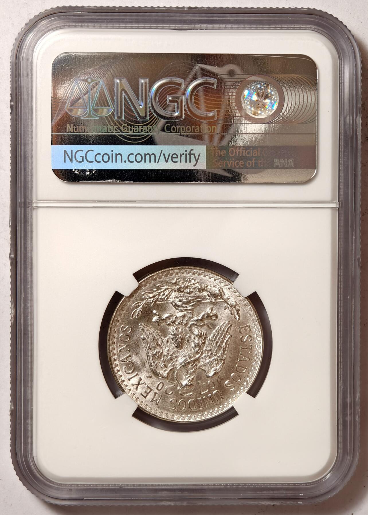 紫瑗钱币——第428期 墨西哥 1943年 M版 鹰洋 50分 银币 NGC MS64