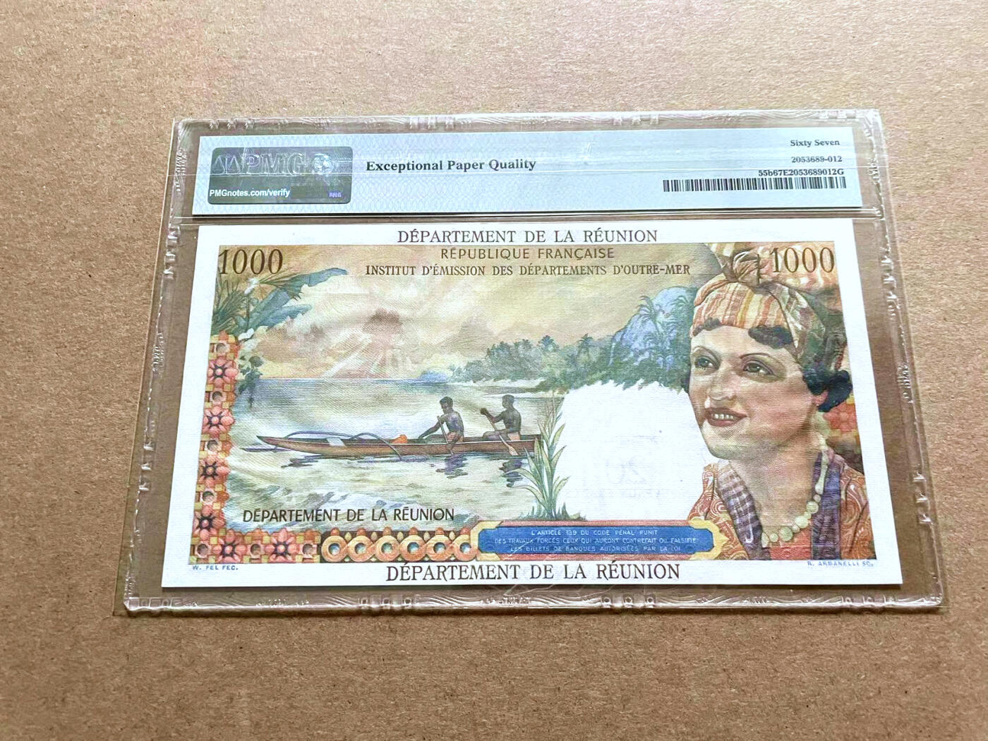 【Blue Auction】✨世界纸币精拍第500期盛典——白金之夜🔥🔥🔥 R-【88尾】留尼旺 1971年20新法郎 PMG67EPQ 高分 大票幅 风光唯美 景色怡人 