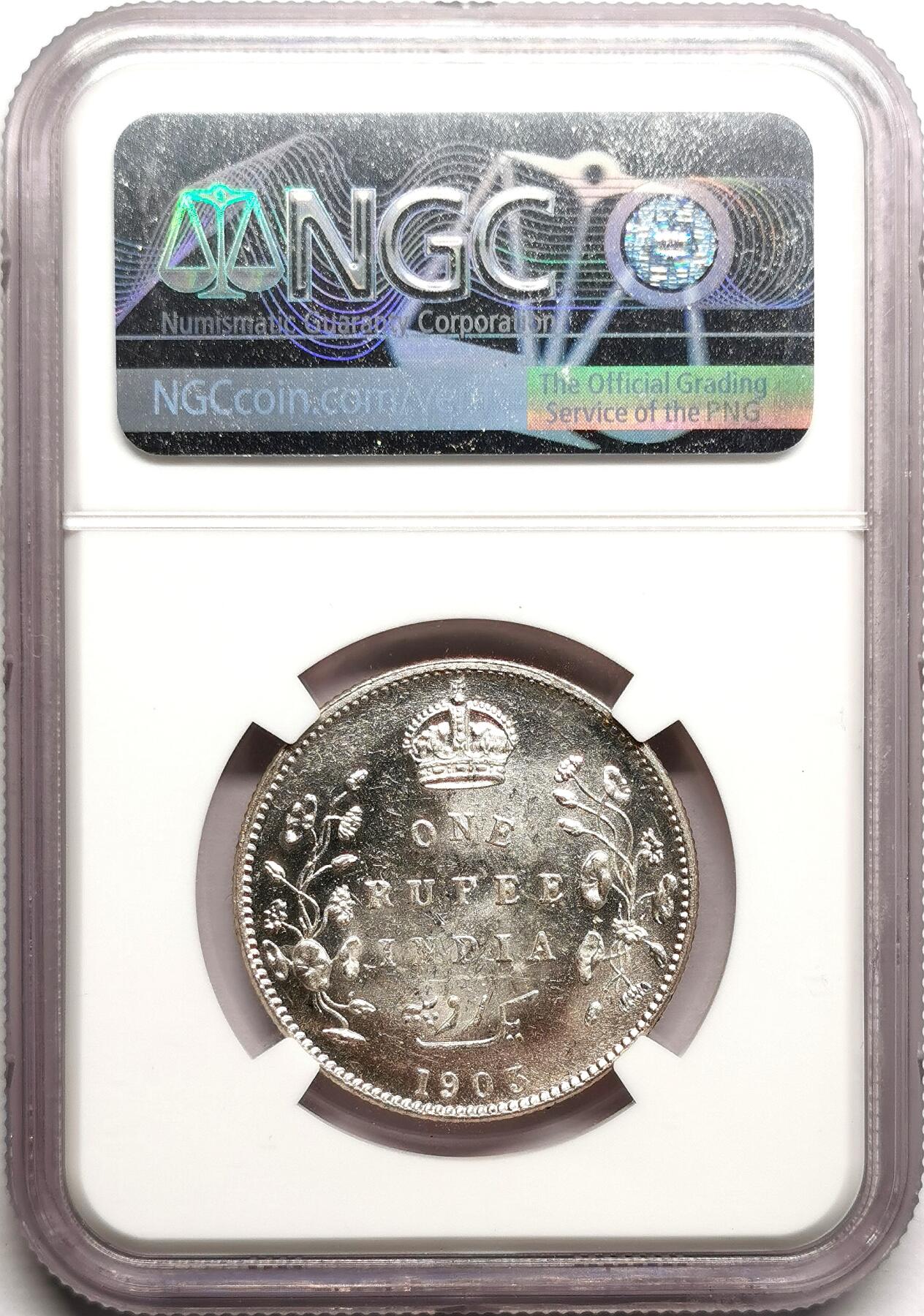 凡希社世界钱币微拍第二百七十五期 1903B英属印度爱七卢比银币NGC-MS63
