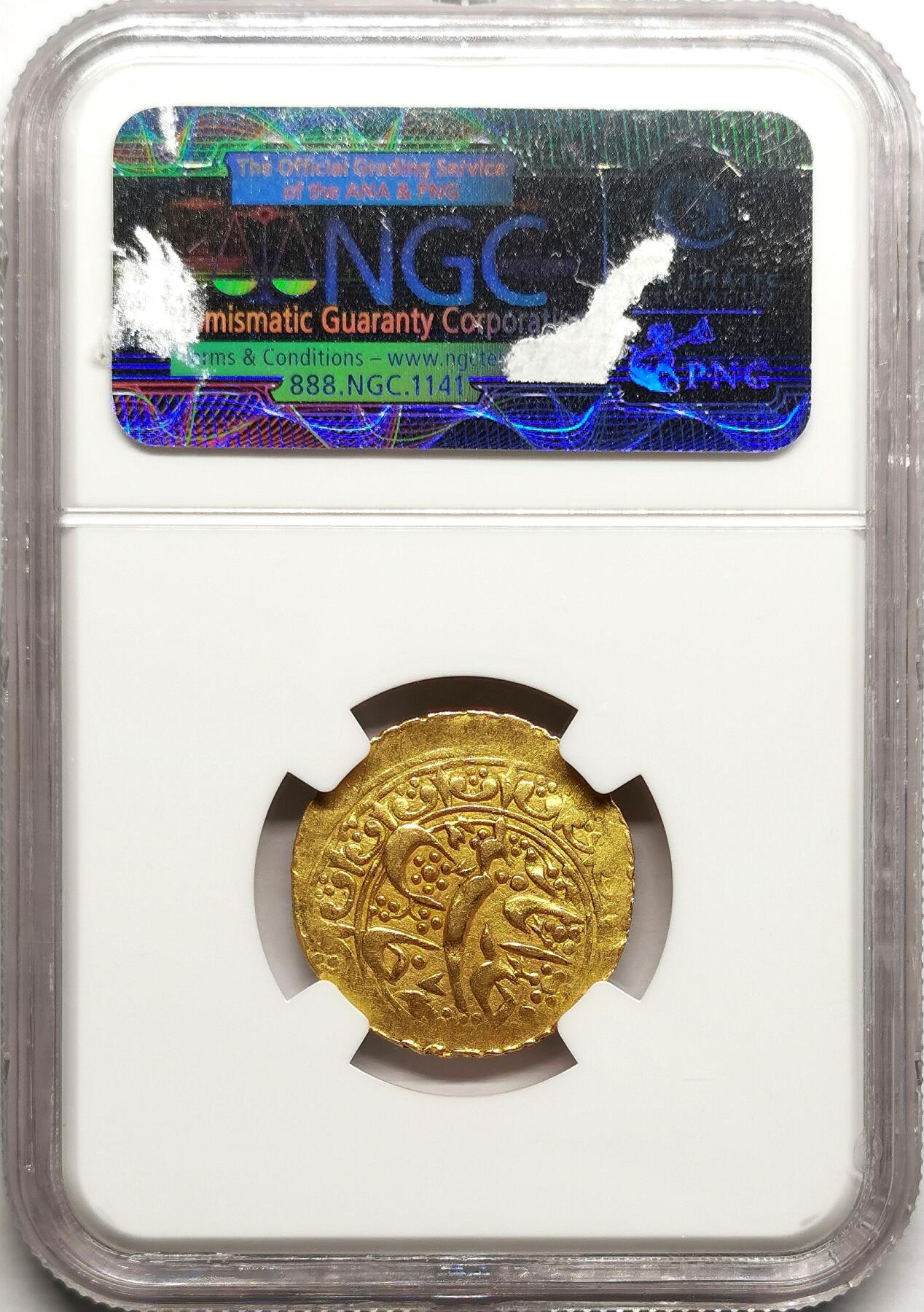 凡希社世界钱币微拍第二百七十五期 AH1274浩罕汗国TILLA金币NGC-AU50，金色纯正，铭文清晰！