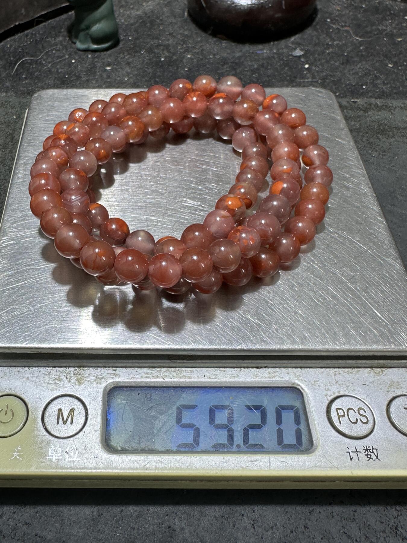 放福利！川料南红玛瑙荔枝冻飘柿子红108手串一条
