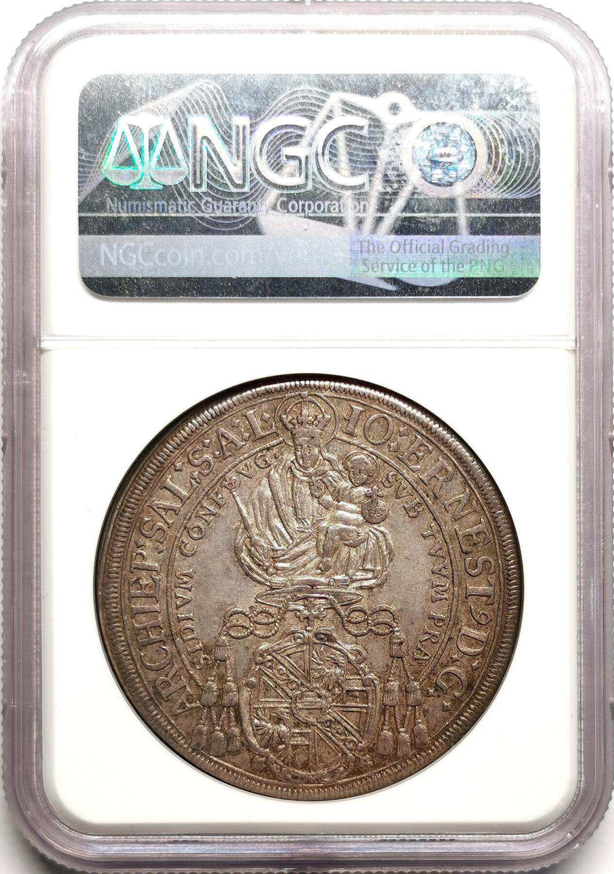 凡希社世界钱币微拍第二百七十五期 荐！1694萨尔茨堡约翰恩斯特主教泰勒NGC-MS62，传世灰彩，实物极赞的一枚！
