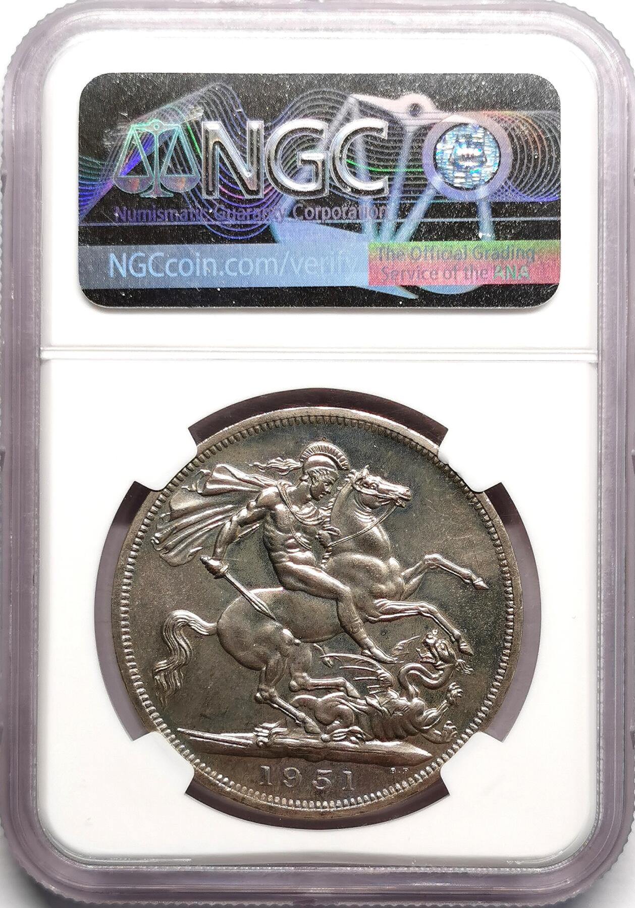 凡希社世界钱币微拍第二百七十五期 1951英国乔六克朗NGC-PL63