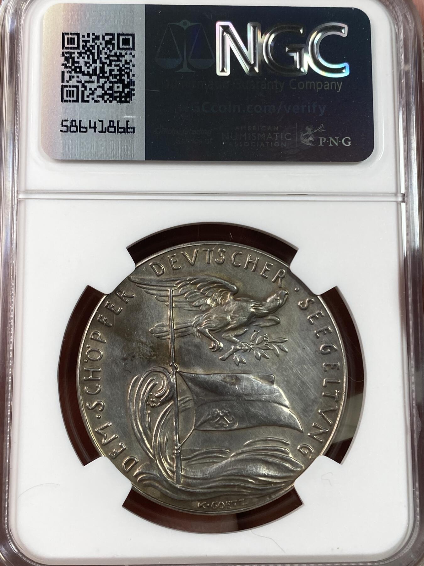 万国钱币拍卖第028期（花前月下●同享良章美币） NGC UNCD 1930年德国阿尔弗雷德·冯·提尔皮茨元帅逝世纪念银章 卡尔·哥茨名家设计