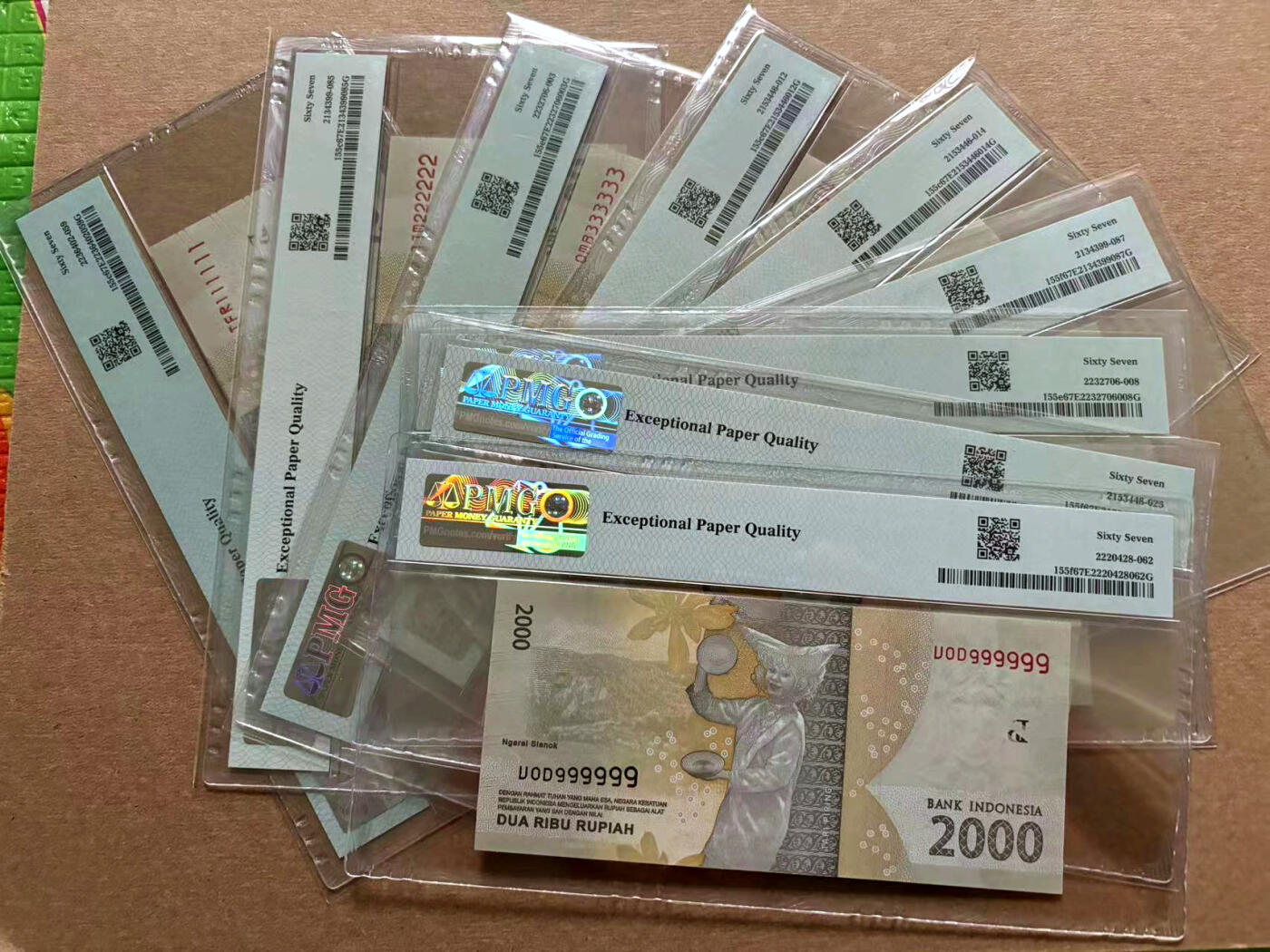 【Blue Auction】✨世界纸币精拍第500期盛典——白金之夜🔥🔥🔥 I-【一组9张 全同1~全套9】印度尼西亚 2016年2000卢比 PMG67EPQ 高分