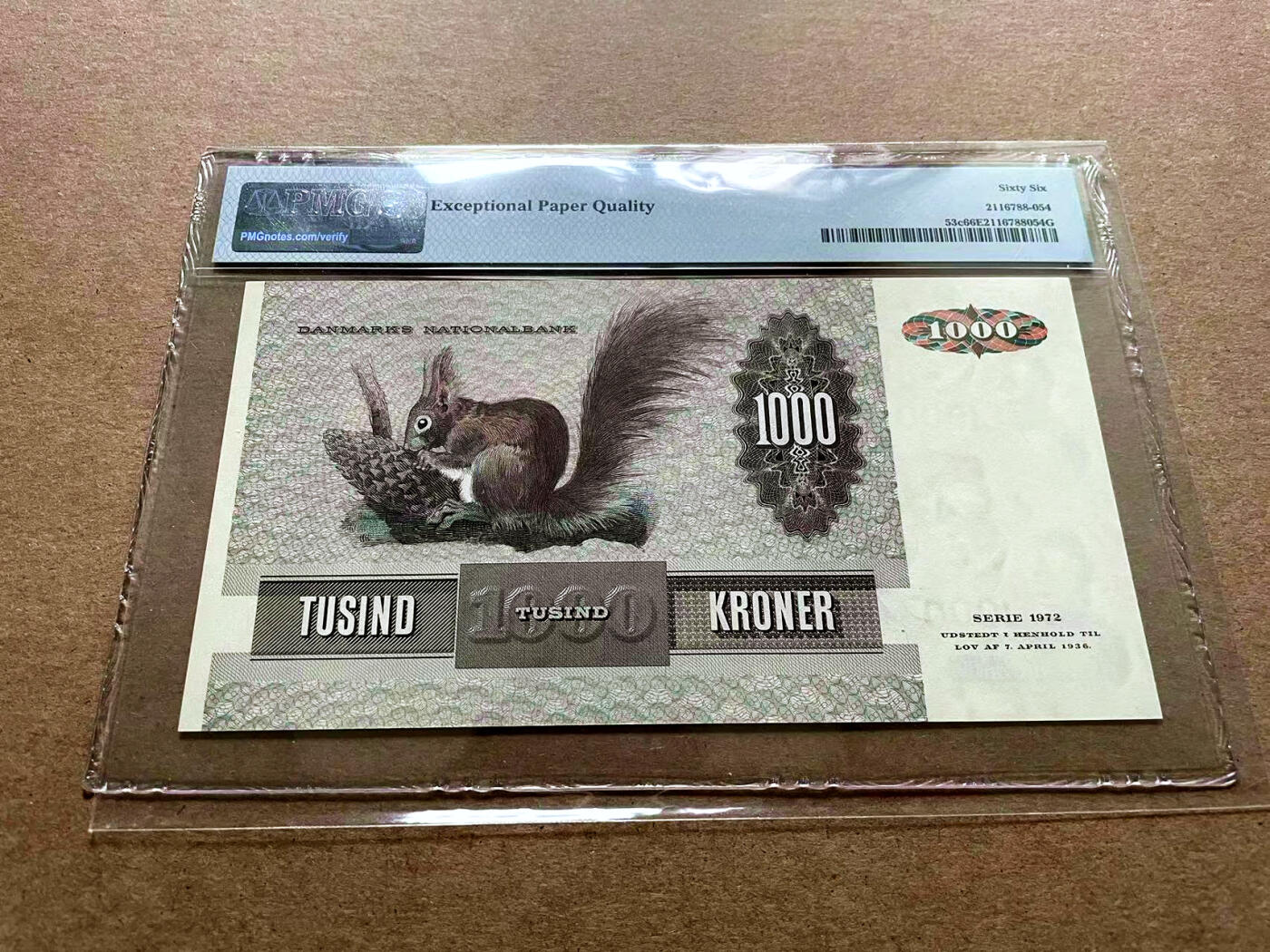 【Blue Auction】✨世界纸币精拍第500期盛典——白金之夜🔥🔥🔥 D-丹麦 1980年1000克朗 经典大松鼠 海贝尔夫人 PMG66EPQ  