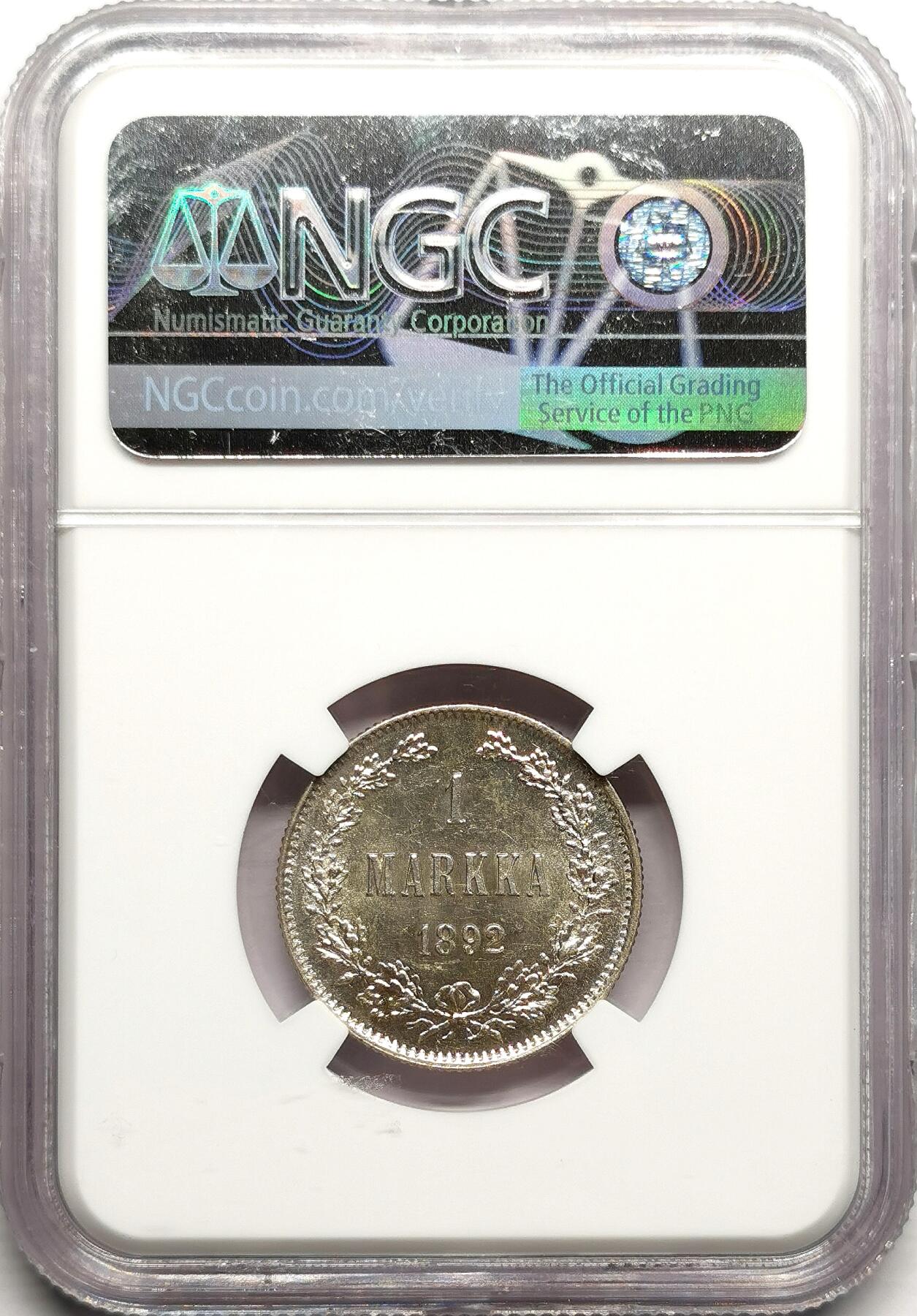 凡希社世界钱币微拍第二百七十五期 1892L俄占芬兰马克银币NGC-MS63