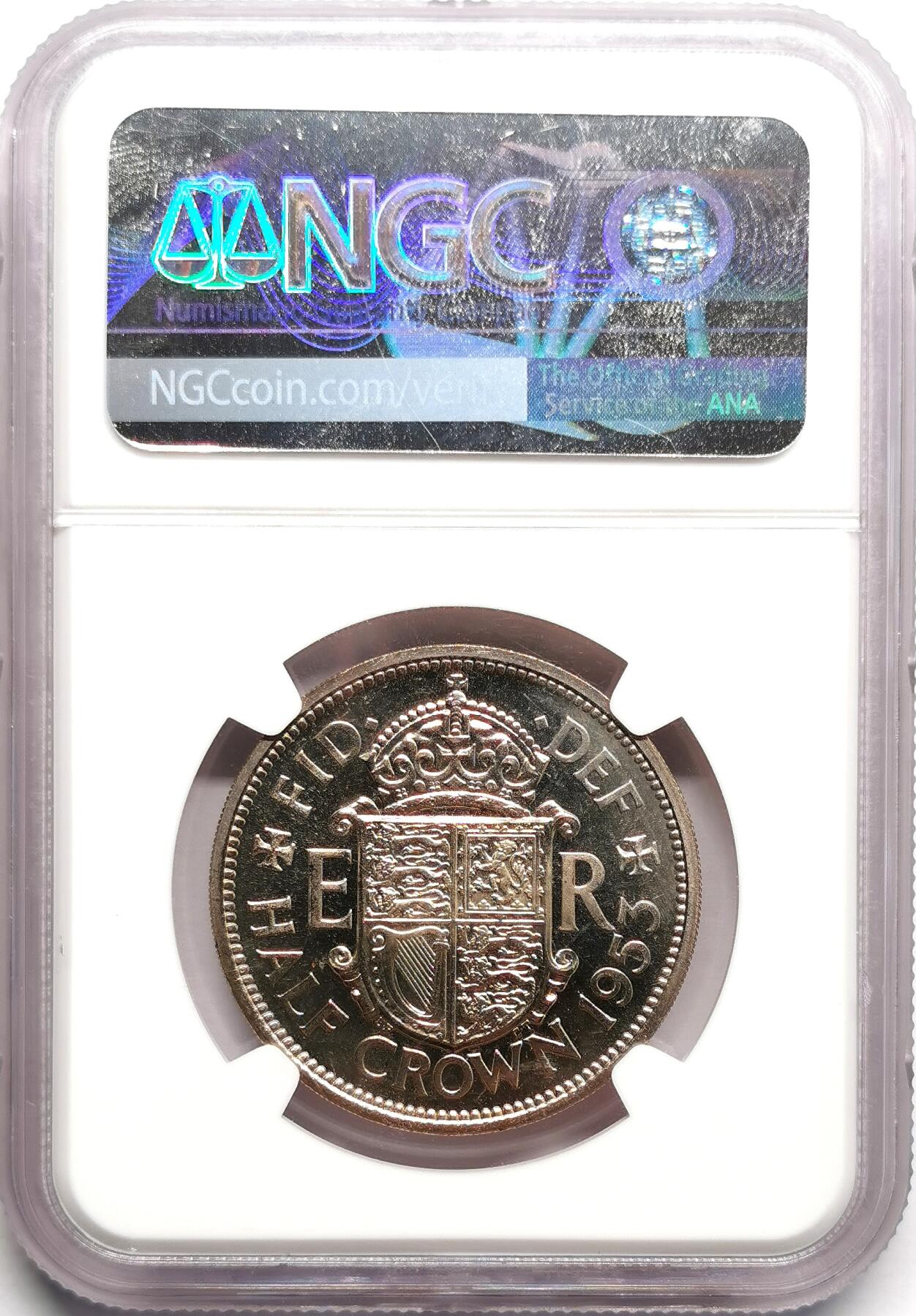 凡希社世界钱币微拍第二百七十五期 1953英国伊丽莎白1/2克朗精铸NGC-PF64