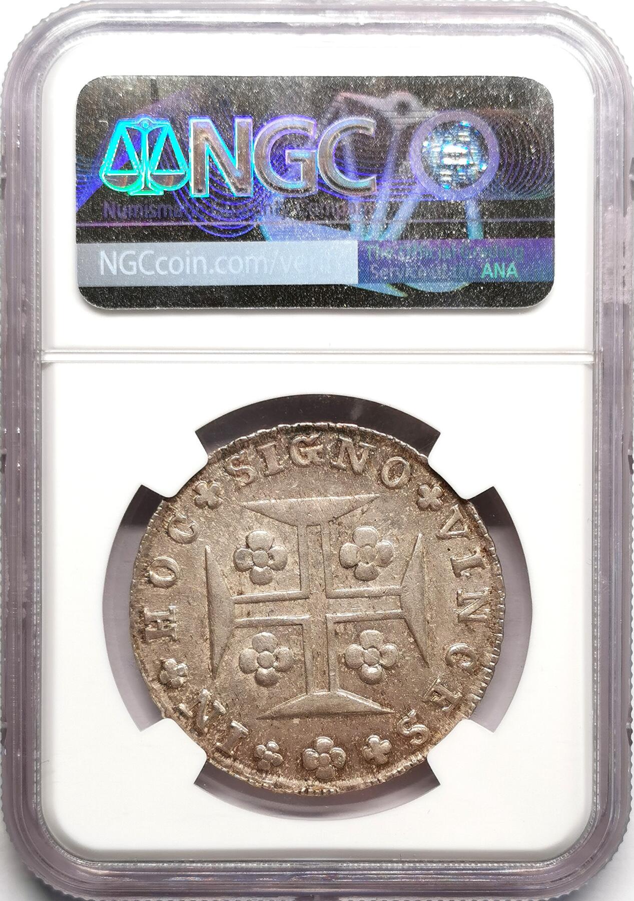 凡希社世界钱币微拍第二百七十五期 1816葡萄牙若昂六世十字银币NGC-MS64，紫金包浆，品相罕见！