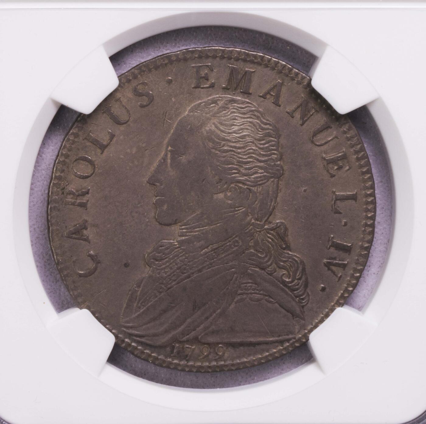 NGC-XF40 1799撒丁岛伊曼纽尔四世半斯库多银币 季军稀有品种