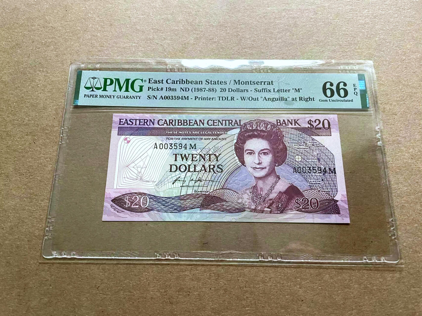 【Blue Auction】✨世界纸币精拍第500期盛典——白金之夜🔥🔥🔥 E-东加勒比 1987-88年20元 女王 PMG66EPQ