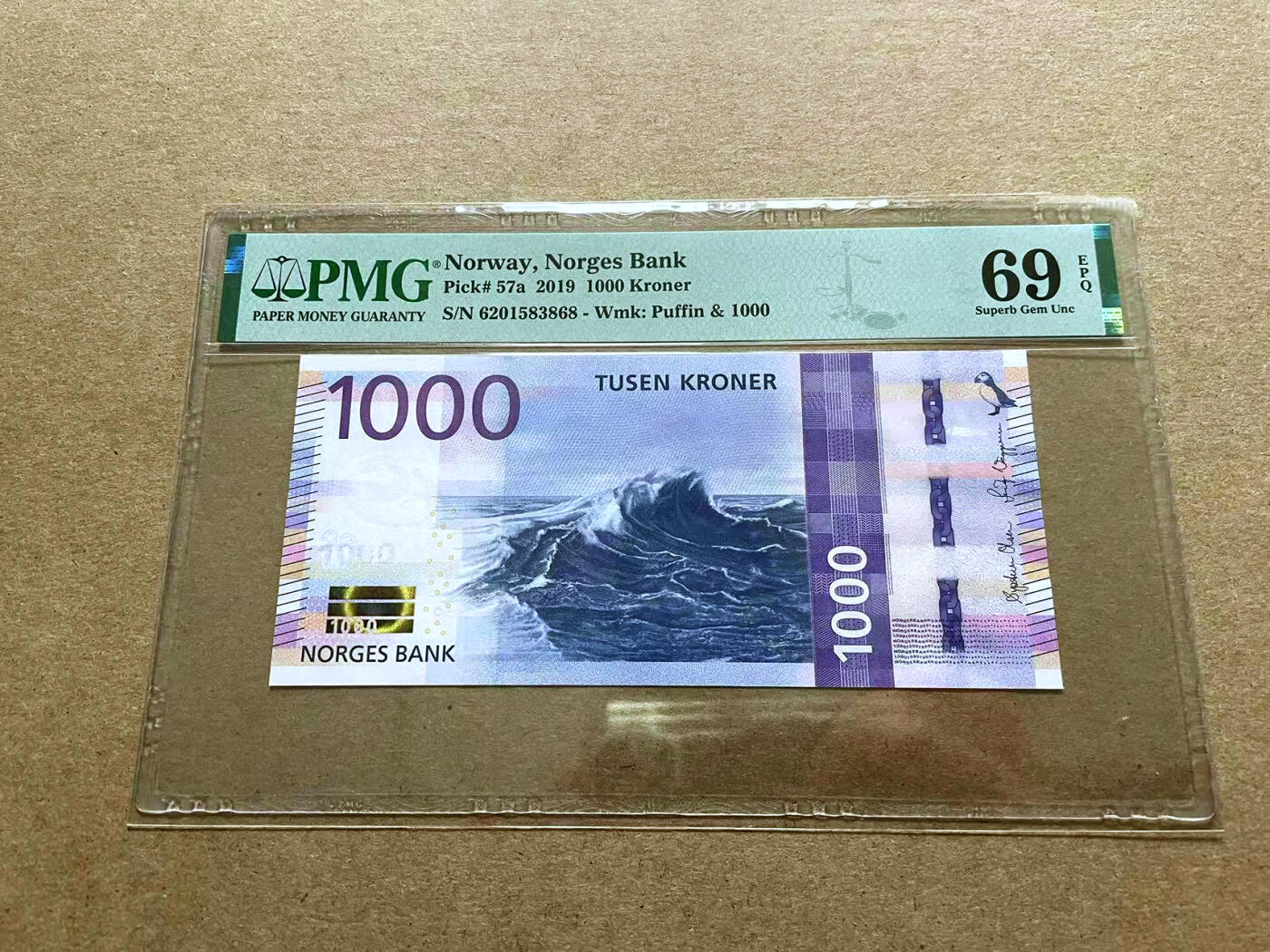 【Blue Auction】✨世界纸币精拍第500期盛典——白金之夜🔥🔥🔥 N-【无47】挪威 2019年1000克朗 PMG69EPQ 近满分 