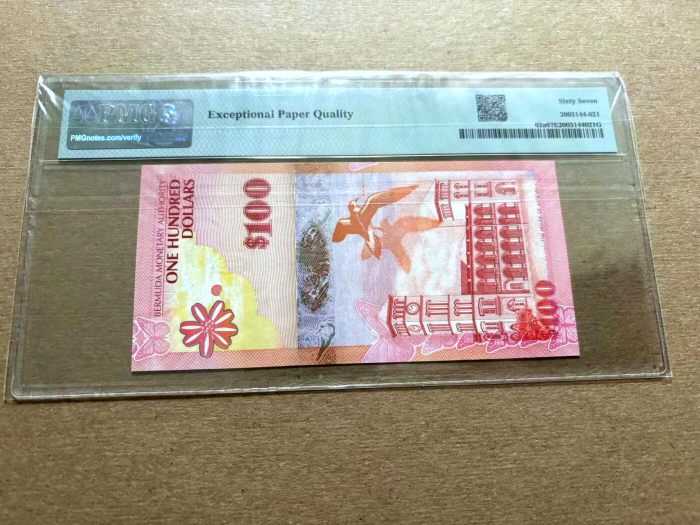 【Blue Auction】✨世界纸币精拍第500期盛典——白金之夜🔥🔥🔥 B-【洋葱冠 千位小号无47】百慕大 2009年100元 PMG67EPQ 最高值高分 设计美艳 让人心怡 