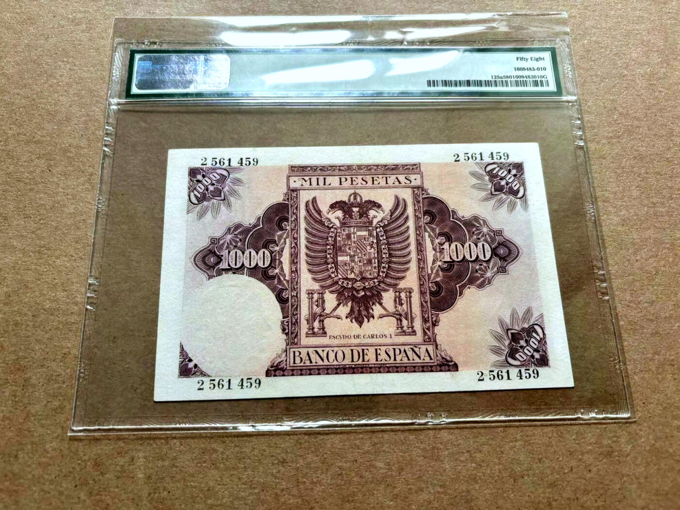 【Blue Auction】✨世界纸币精拍第500期盛典——白金之夜🔥🔥🔥 S-西班牙 1940年 1000比塞塔 PMG58 大方块 少见高分 BWC出品  卡洛斯一世 