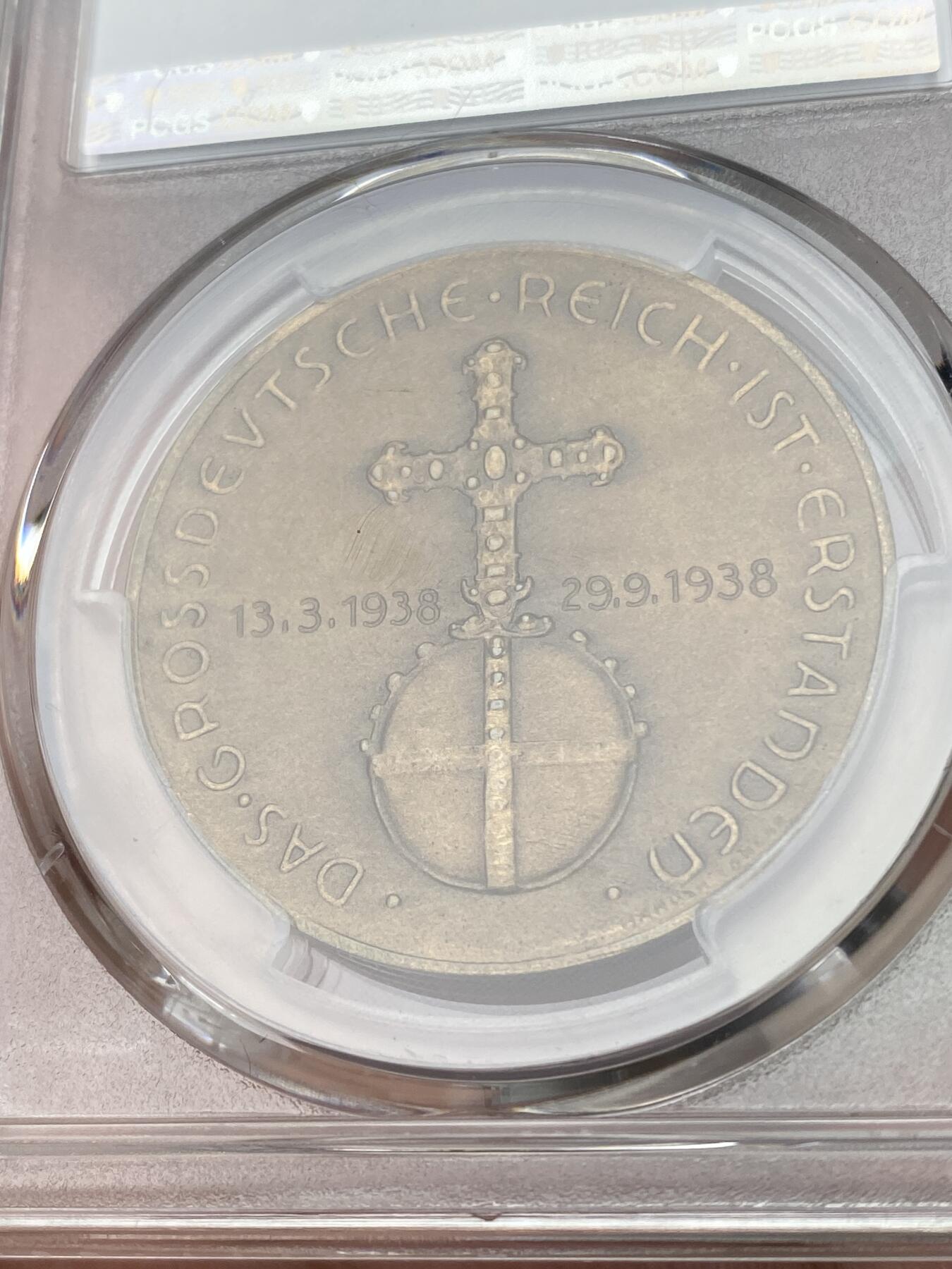 万国钱币拍卖第028期（花前月下●同享良章美币） PCGS SP64 1938年德国吞并奥地利党魁纪念铜章 铜制少见 原铜光状态极赞