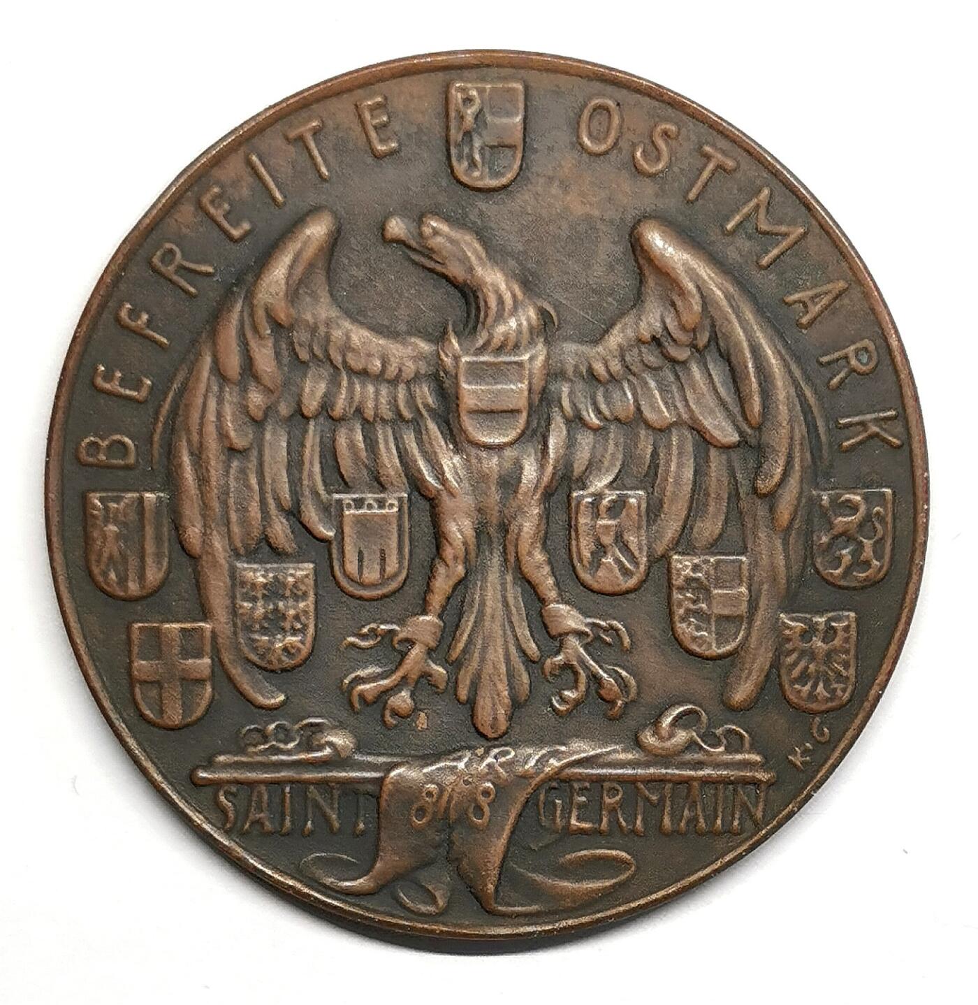 凡希社世界钱币微拍第二百七十五期 1938德奥合并纪念铜章AU，哥茨作品！