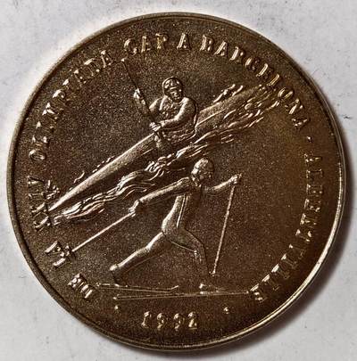 紫瑗钱币——第573期 - 安道尔 1987年 1992巴塞罗那奥运会 2第纳尔 镍币 UNC