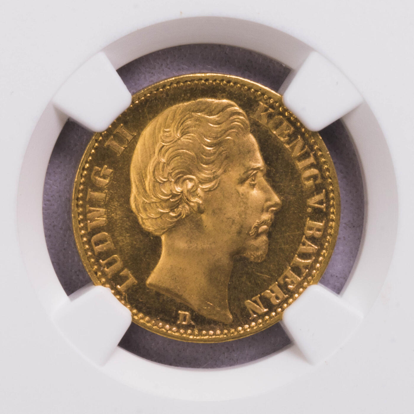 NGC-MS65 1872D巴伐利亚路德维西短翅20马克金币 亚军完美品