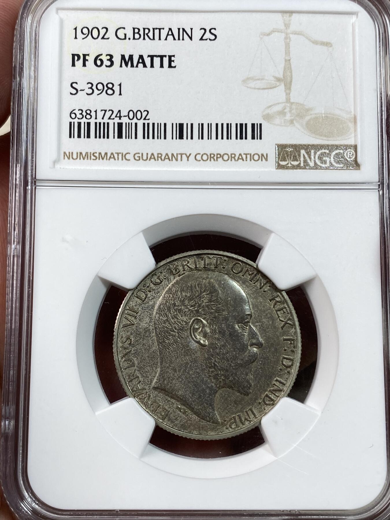 万国钱币拍卖第028期（花前月下●同享良章美币） NGC PF63 1902年英国爱德华七世海神2先令 精致MATTE工艺 均匀的原味包浆