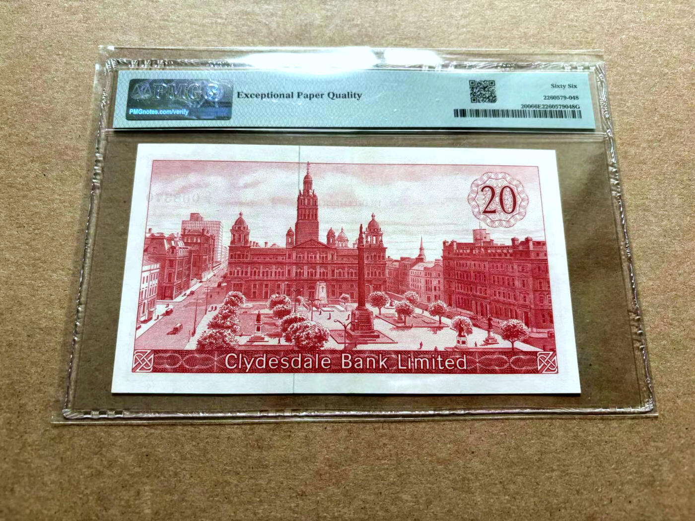 【Blue Auction】✨世界纸币精拍第500期盛典——白金之夜🔥🔥🔥 S-苏格兰 1967年20镑 背面格拉斯哥乔治广场雕刻非常细腻 精美 PMG66EPQ 高分 