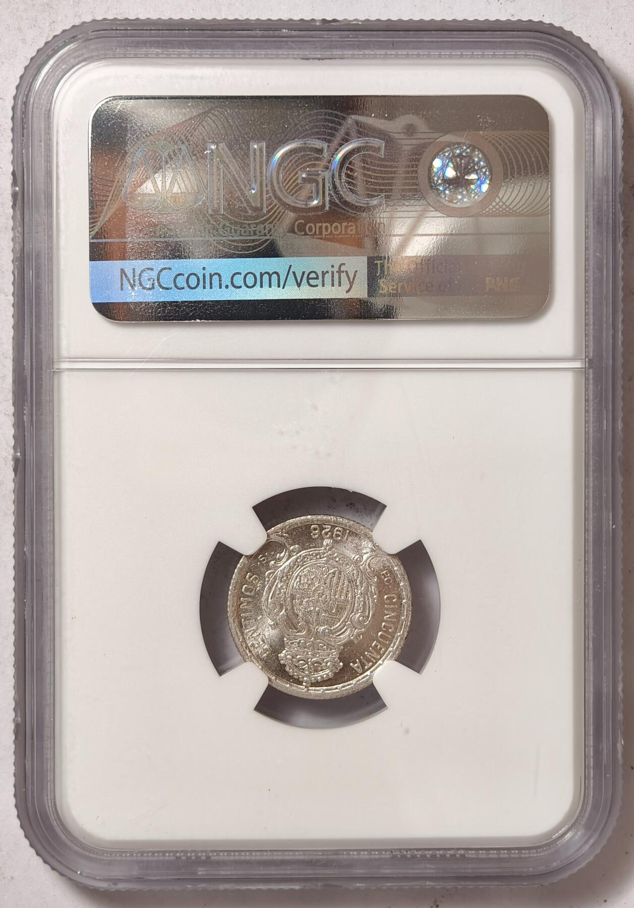 紫瑗钱币——第464期 西班牙 1926年 阿方索十三世 50分银币 NGC MS64
