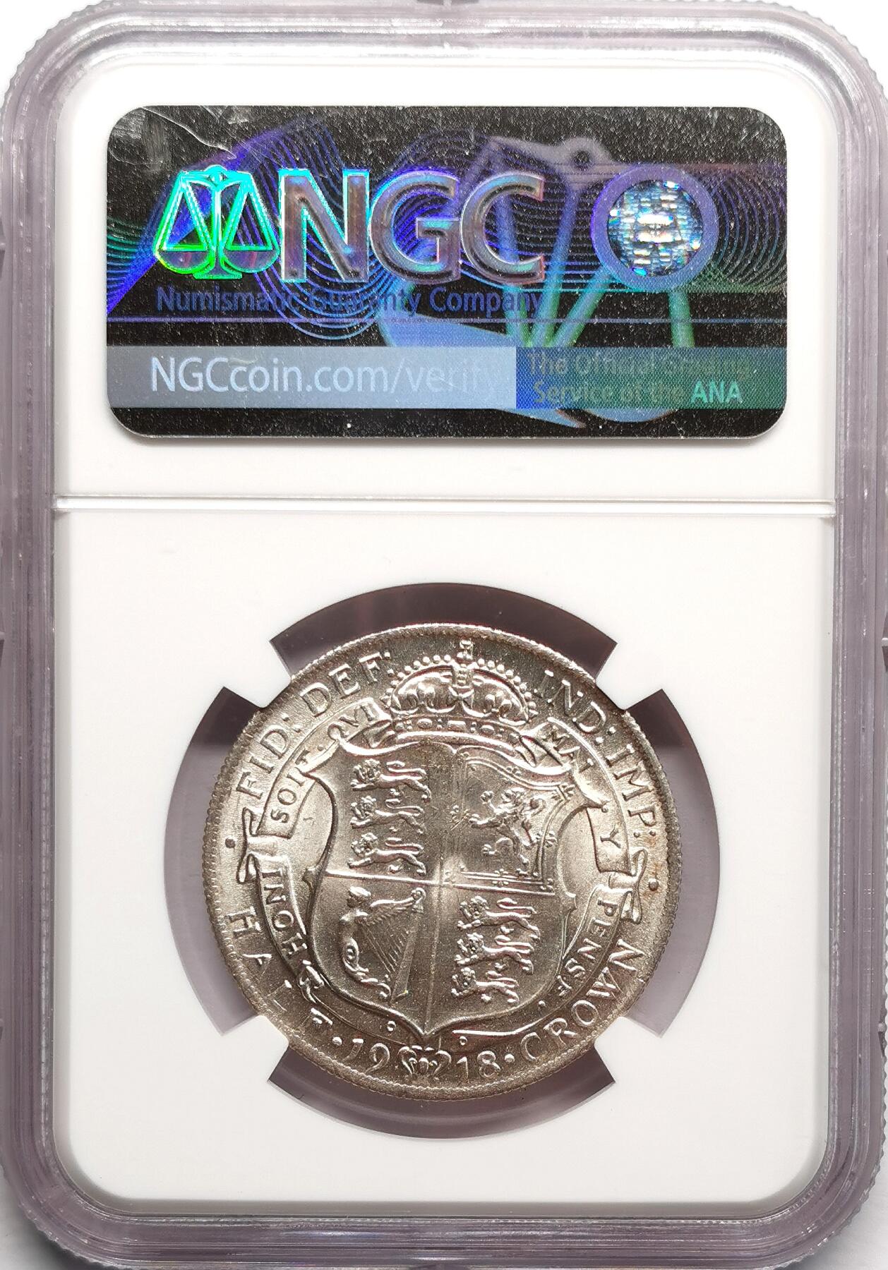 凡希社世界钱币微拍第二百七十五期 1918英国乔五1/2克朗NGC-MS63