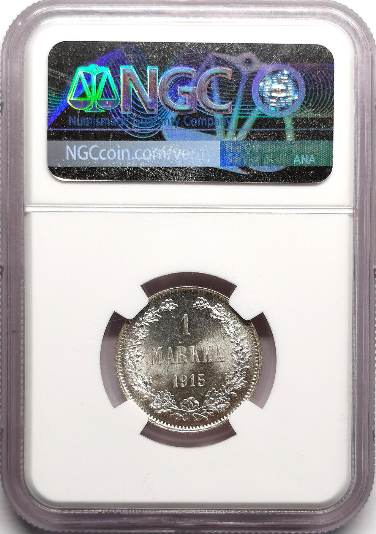 凡希社世界钱币微拍第二百七十五期 1915S俄占芬兰马克NGC-MS64