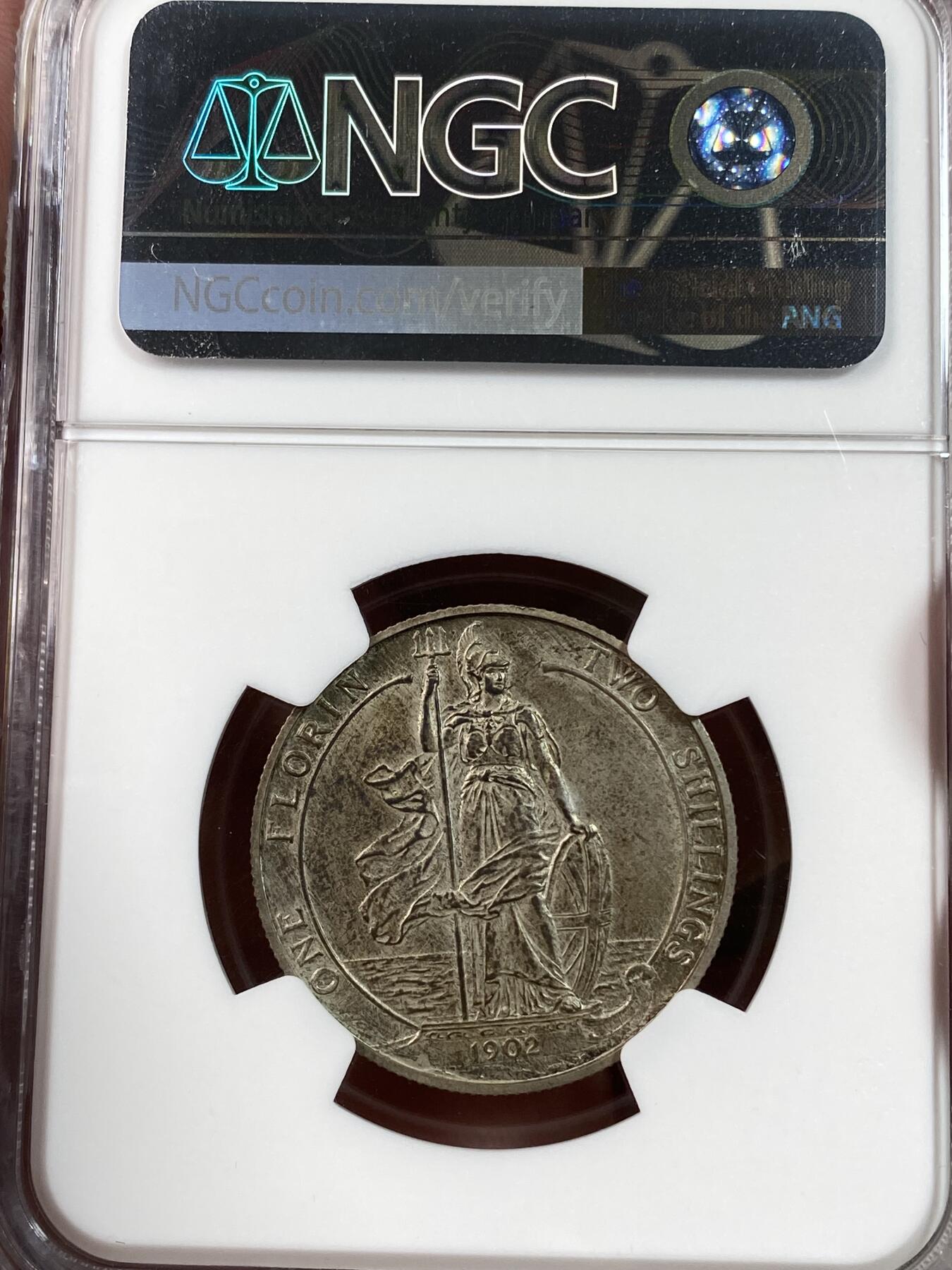 万国钱币拍卖第028期（花前月下●同享良章美币） NGC PF63 1902年英国爱德华七世海神2先令 精致MATTE工艺 均匀的原味包浆