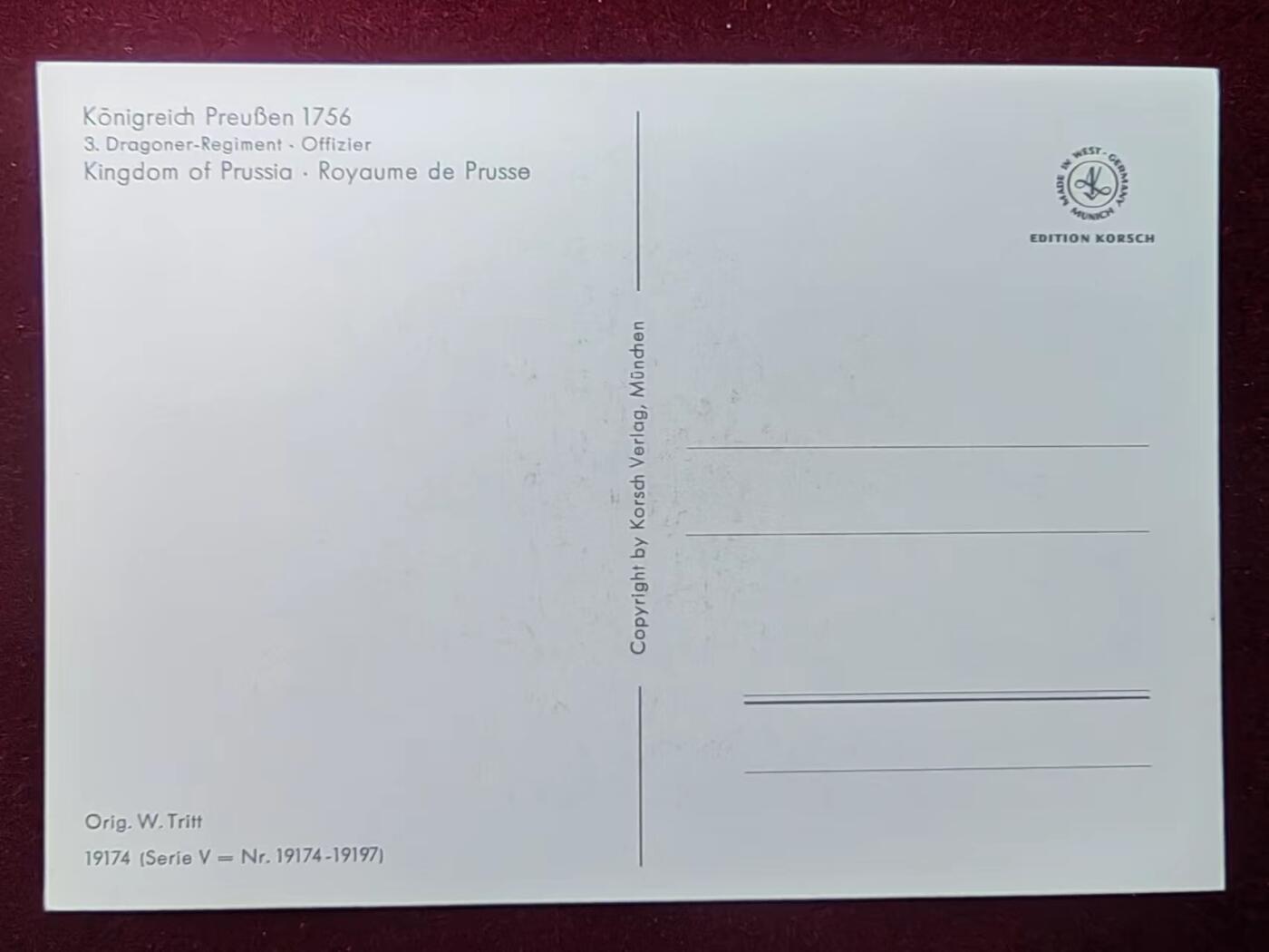 联合阁邮币社™ ——“航空、人物专题专场” 普鲁士王国1756年-第三龙团军官·罗约姆·德·普鲁士