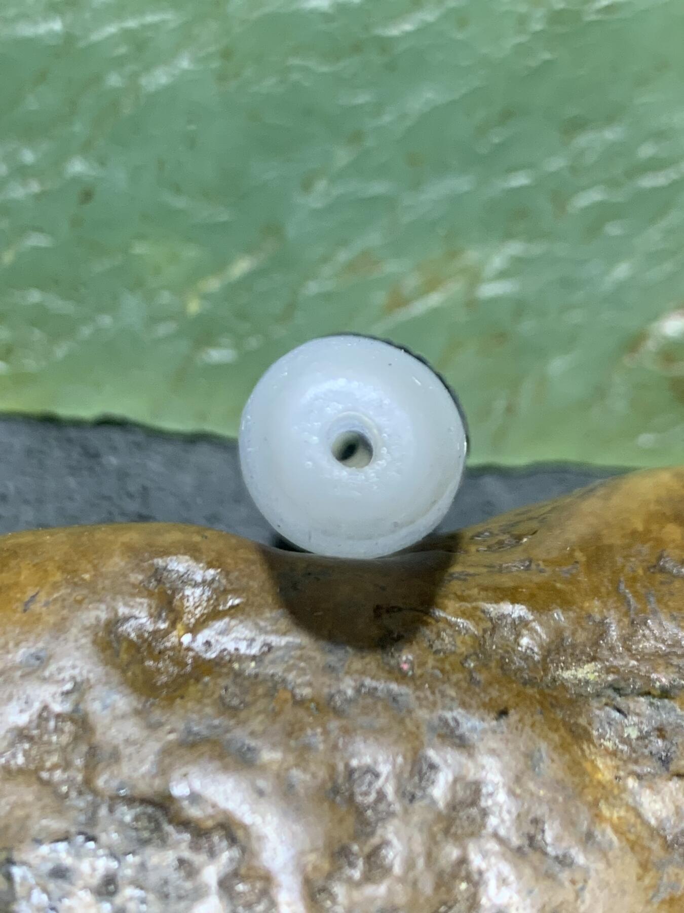 精美亚光高玉化海洋玉髓手工俏色巧雕蝴蝶桶珠一个！