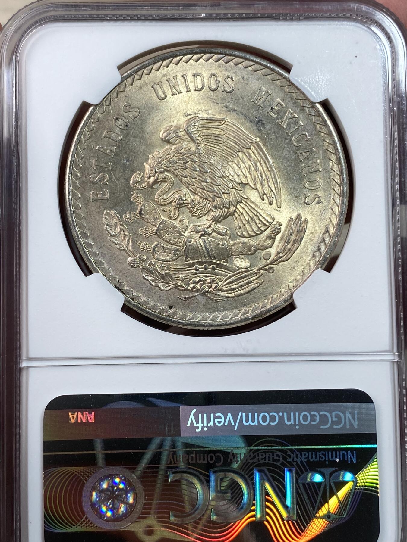 万国钱币拍卖第028期（花前月下●同享良章美币） NGC MS63 1948年墨西哥中美洲末代统治者库奥赫特莫克5比索纪念银币