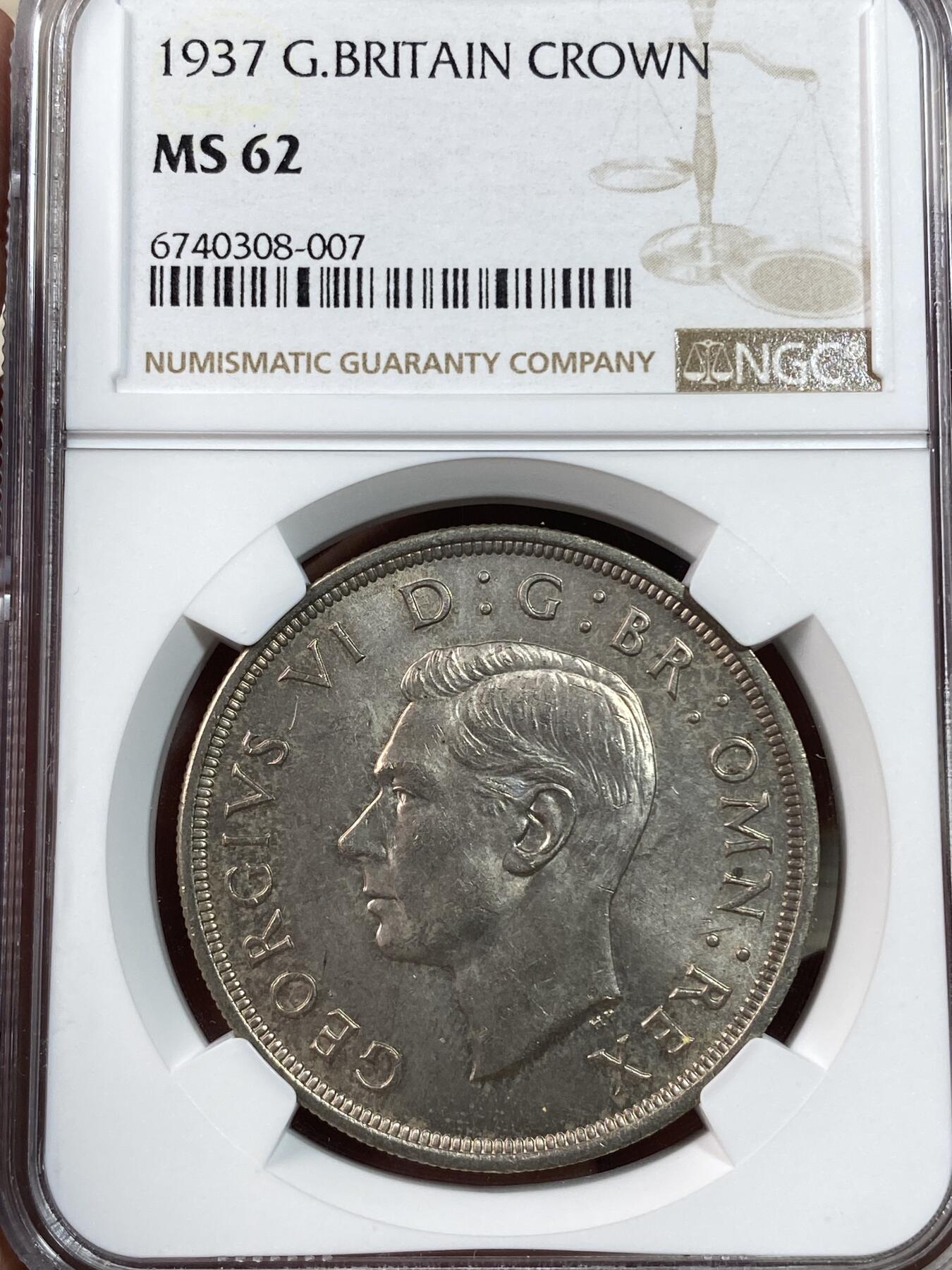 万国钱币拍卖第028期（花前月下●同享良章美币） NGC MS62 1937年英国乔治六世登基克朗大银币