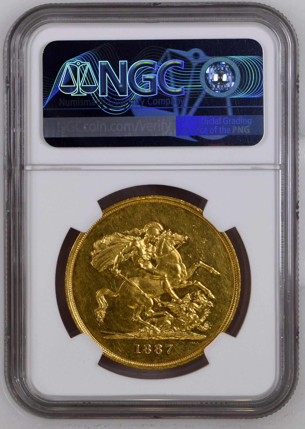 【Blue Auction】✨世界纸币精拍第500期盛典——白金之夜🔥🔥🔥 G-英国 1887年5镑大金币 维多利亚女王时期 NGC MS61 大涨品种 金光灿灿 状态非常好 