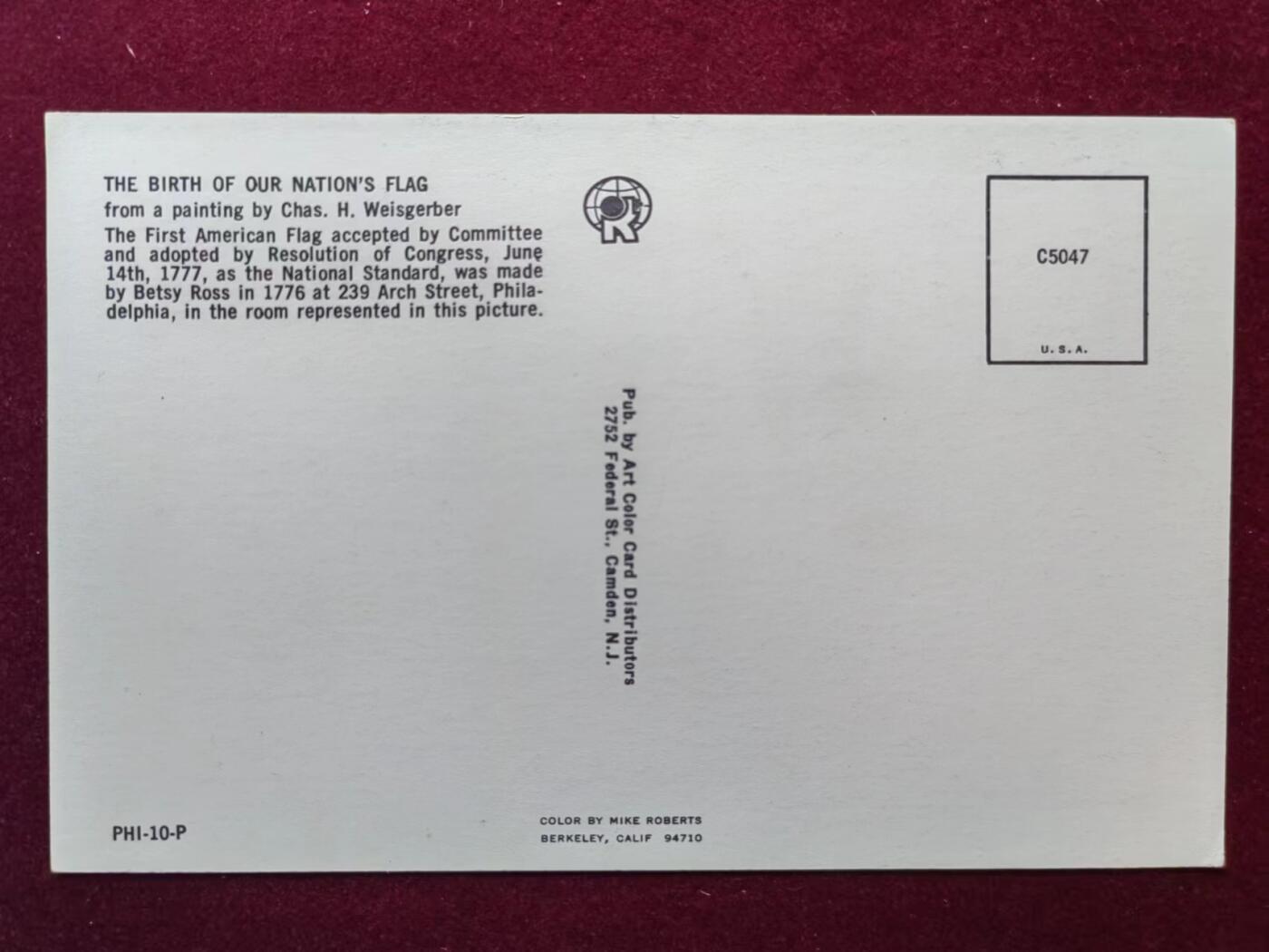 联合阁邮币社™ ——“航空、人物专题专场” 委员会接受并通过的第一面美国国旗，作为国家标准