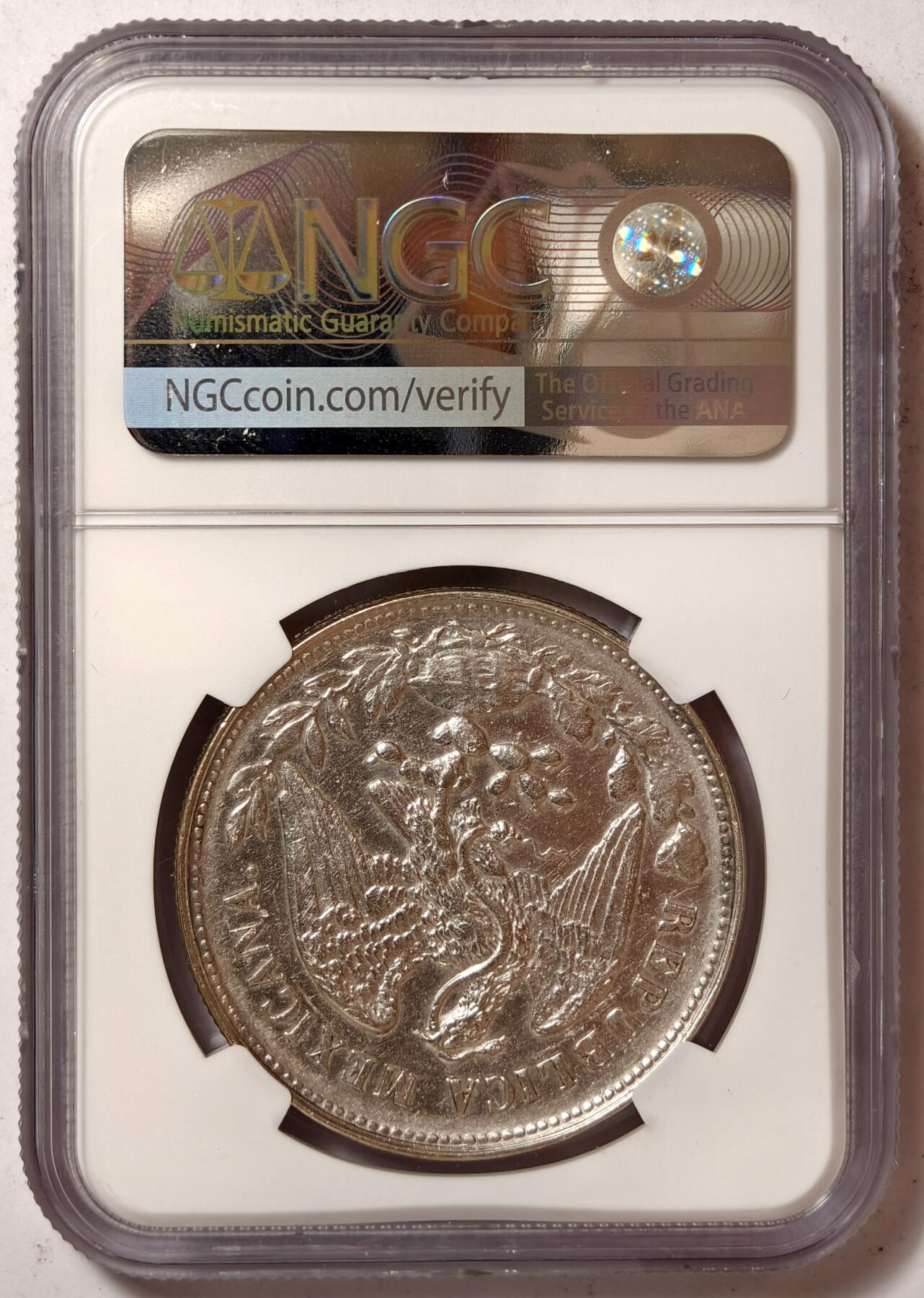 紫瑗钱币——第446期 墨西哥 1901年 MO AM 在华流通 直边鹰洋 1比索 银币 NGC AU Detail