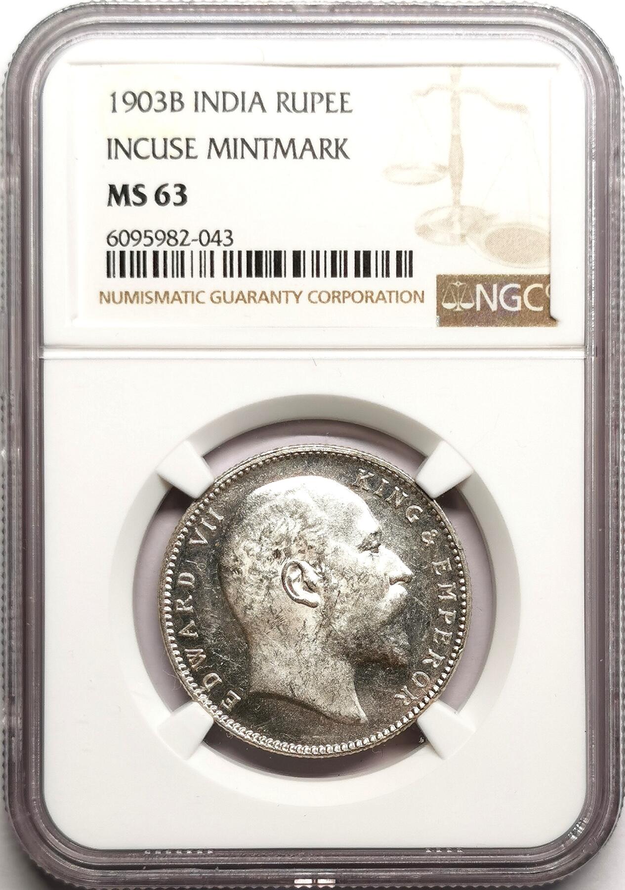 凡希社世界钱币微拍第二百七十五期 1903B英属印度爱七卢比银币NGC-MS63