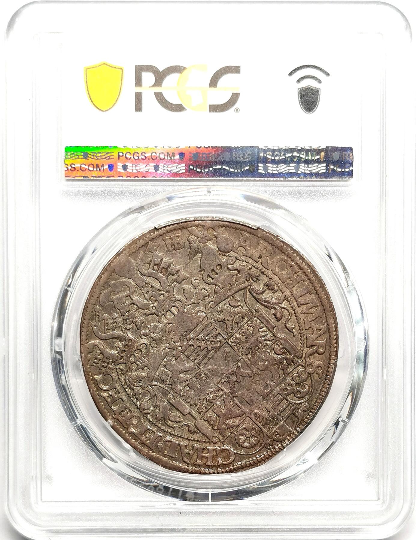 凡希社世界钱币微拍第二百七十五期 荐！1573HB德国萨克森戎装执剑大型泰勒PCGS-AU53，欧陆灰彩味道一流！