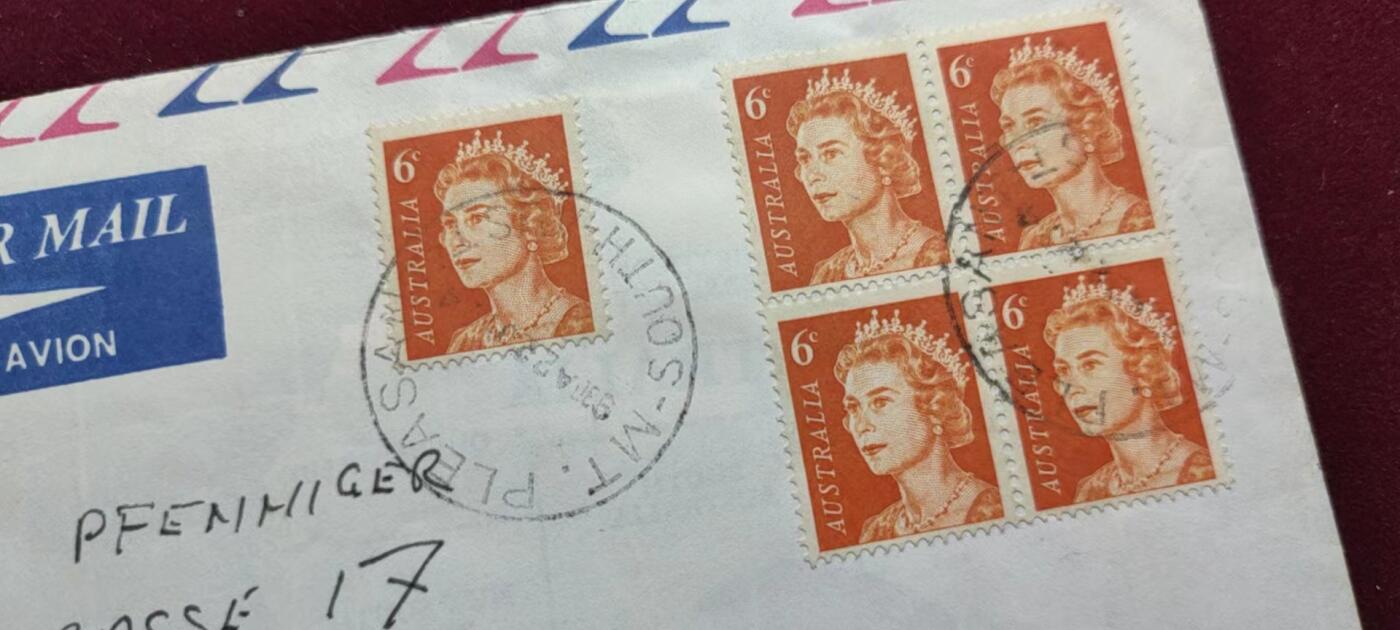 联合阁邮币社™ ——“航空、人物专题专场” 澳大利亚 伊丽莎白二世多贴票实寄封