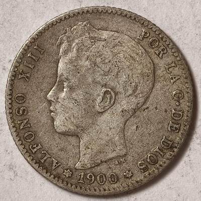 紫瑗钱币——第573期 - 西班牙 1900年 阿方索十三世 小孩头 1比索 5克 0.835银