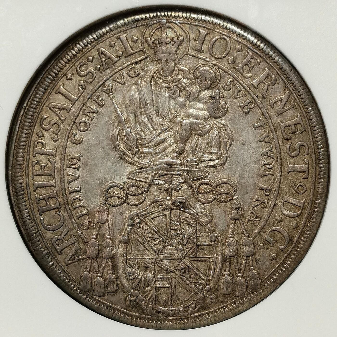 凡希社世界钱币微拍第二百七十五期 荐！1694萨尔茨堡约翰恩斯特主教泰勒NGC-MS62，传世灰彩，实物极赞的一枚！