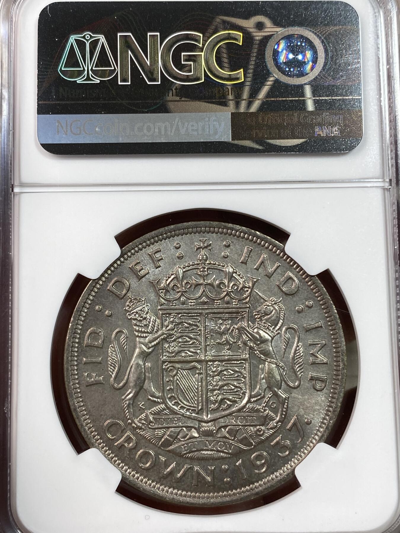 万国钱币拍卖第028期（花前月下●同享良章美币） NGC MS62 1937年英国乔治六世登基克朗大银币