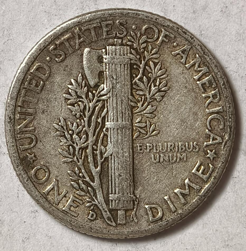 紫瑗钱币——第374期拍卖 美国 1942年 D版 墨丘比利 小飞侠 10美分 2.5克 0.9银