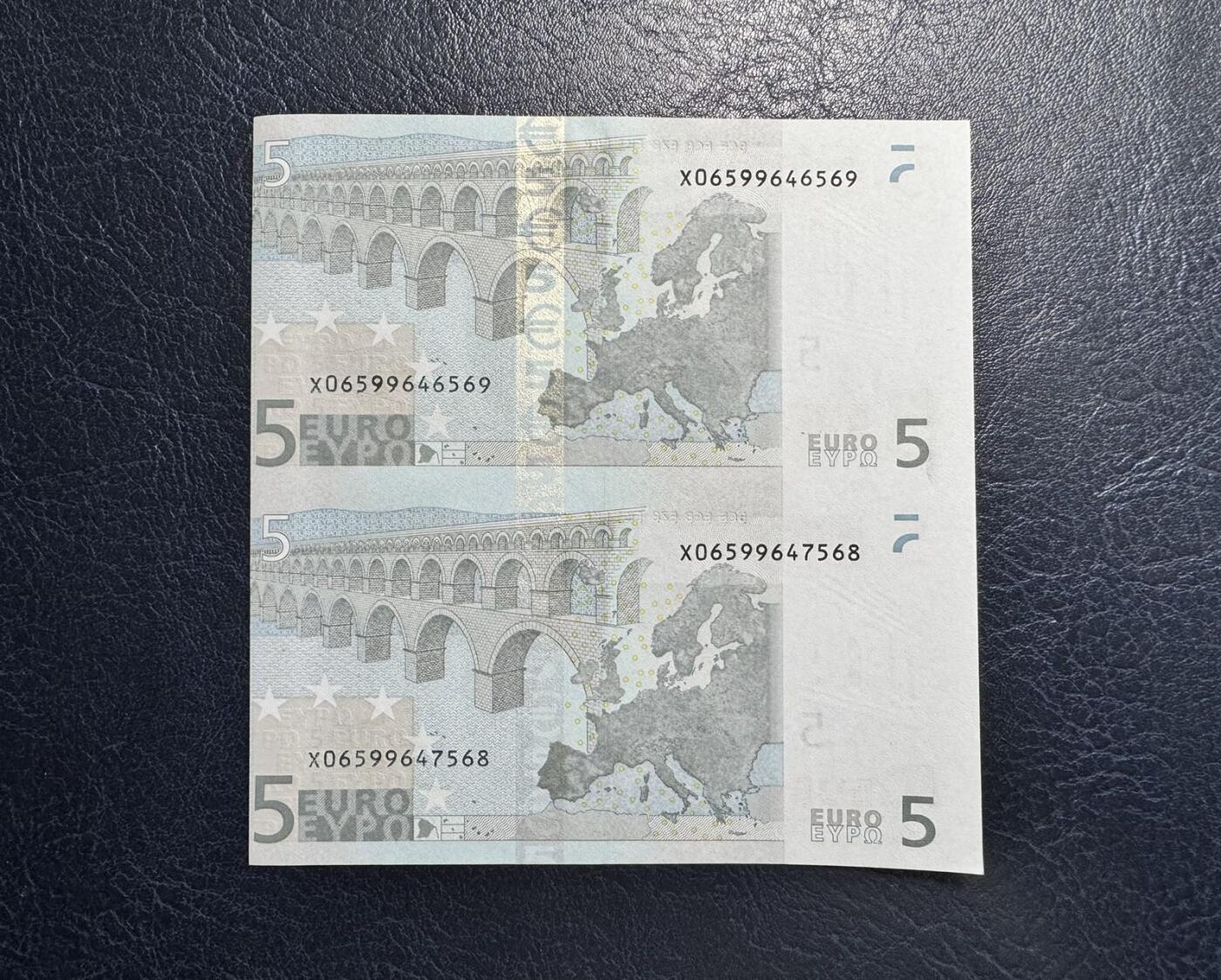 收藏联盟Quantum Auction 第357期拍卖  欧盟德国2002年5欧元两联体第一签名 品相UNC 角有瑕疵