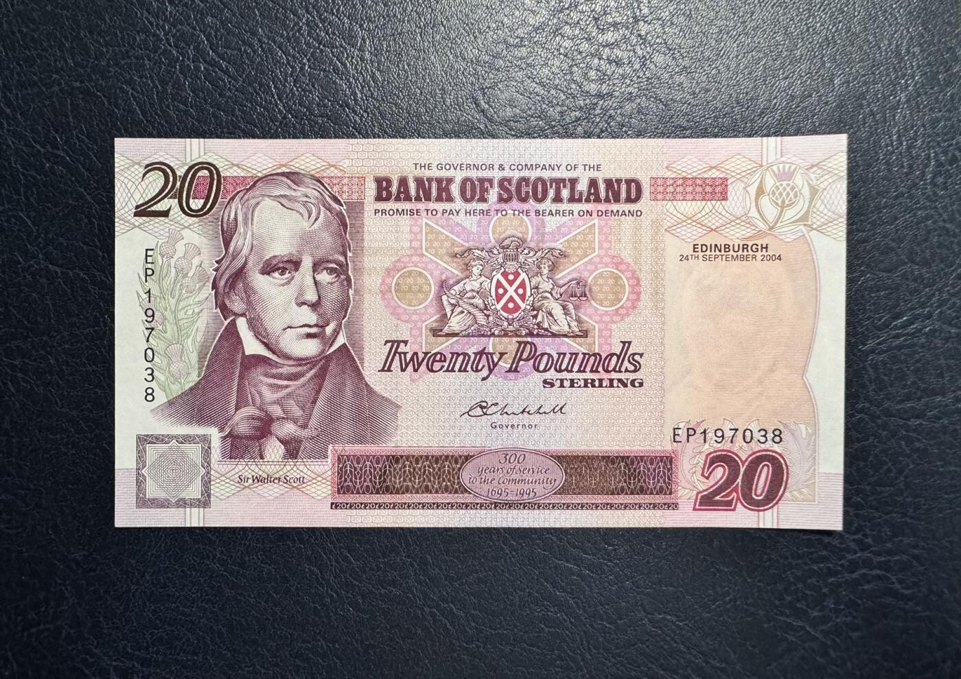 收藏联盟Quantum Auction 第357期拍卖  苏格兰2004年20镑纪念钞的品相全新UNC 号码无4