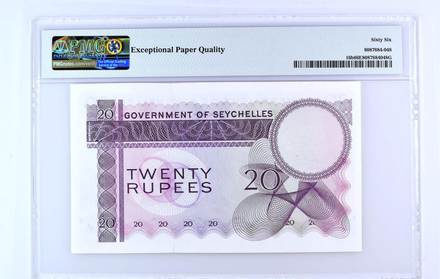 【Blue Auction】✨世界纸币精拍第500期盛典——白金之夜🔥🔥🔥 S-【仅1张更高分】塞舌尔 1971年20卢比 戎装女王 石龙子蜥蜴、黑燕鸥 PMG66EPQ 紫色非常耐看