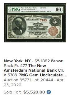 【Blue Auction】✨世界纸币精拍第500期盛典——白金之夜🔥🔥🔥    U-【红库印冠军分 仅5张】美国 1882年5美金 美国第20任总统詹姆斯·艾伯拉姆·加菲尔德 PMG66EPQ 顶级高分 凹凸感佳 人像雕刻极致 尤其是胡子 极具威严气势 老壳子 升值品种值得收藏