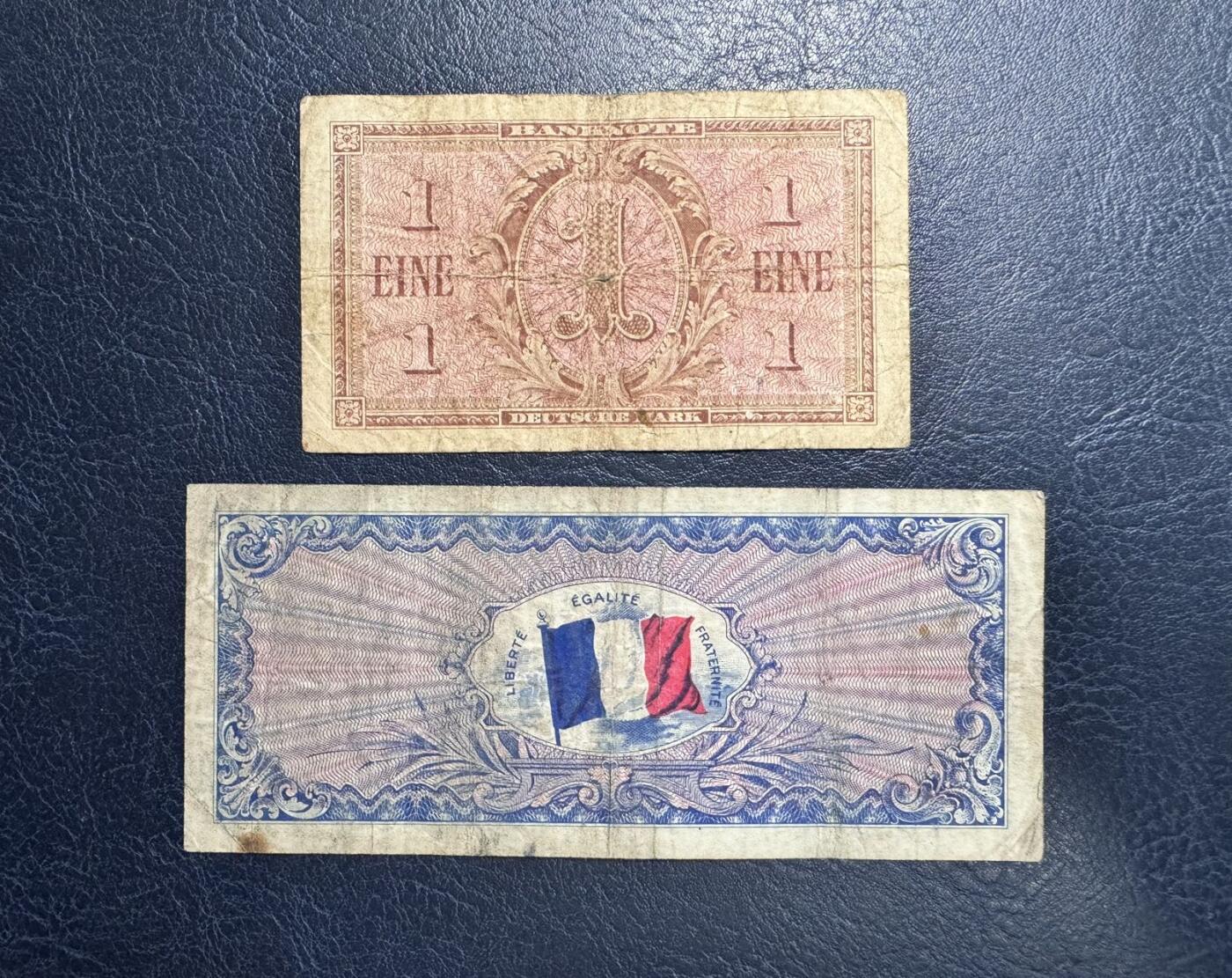 收藏联盟Quantum Auction 第357期拍卖  德国联邦1948年1马克和1944年西德法国占领区50法郎 品相如图