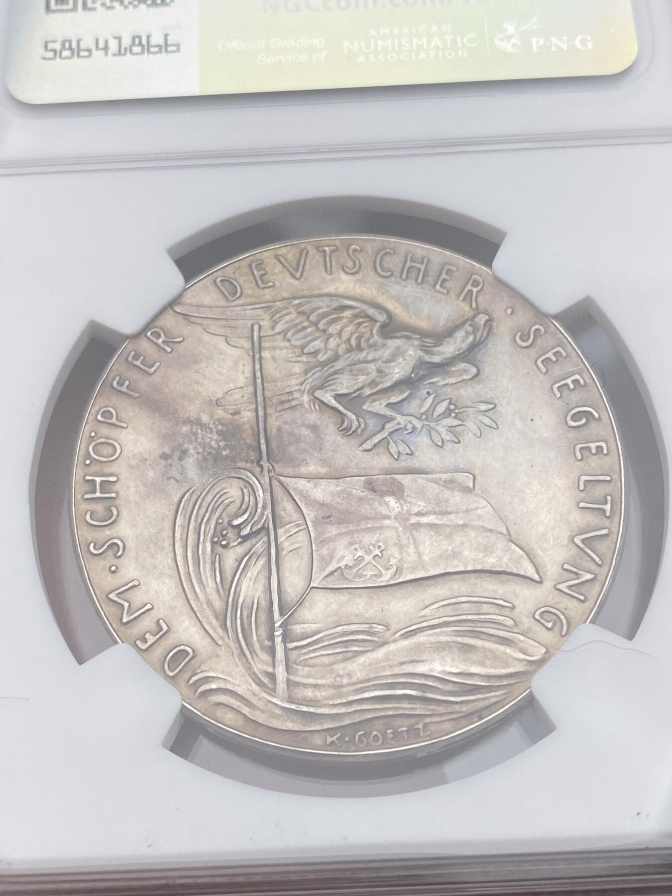 万国钱币拍卖第028期（花前月下●同享良章美币） NGC UNCD 1930年德国阿尔弗雷德·冯·提尔皮茨元帅逝世纪念银章 卡尔·哥茨名家设计