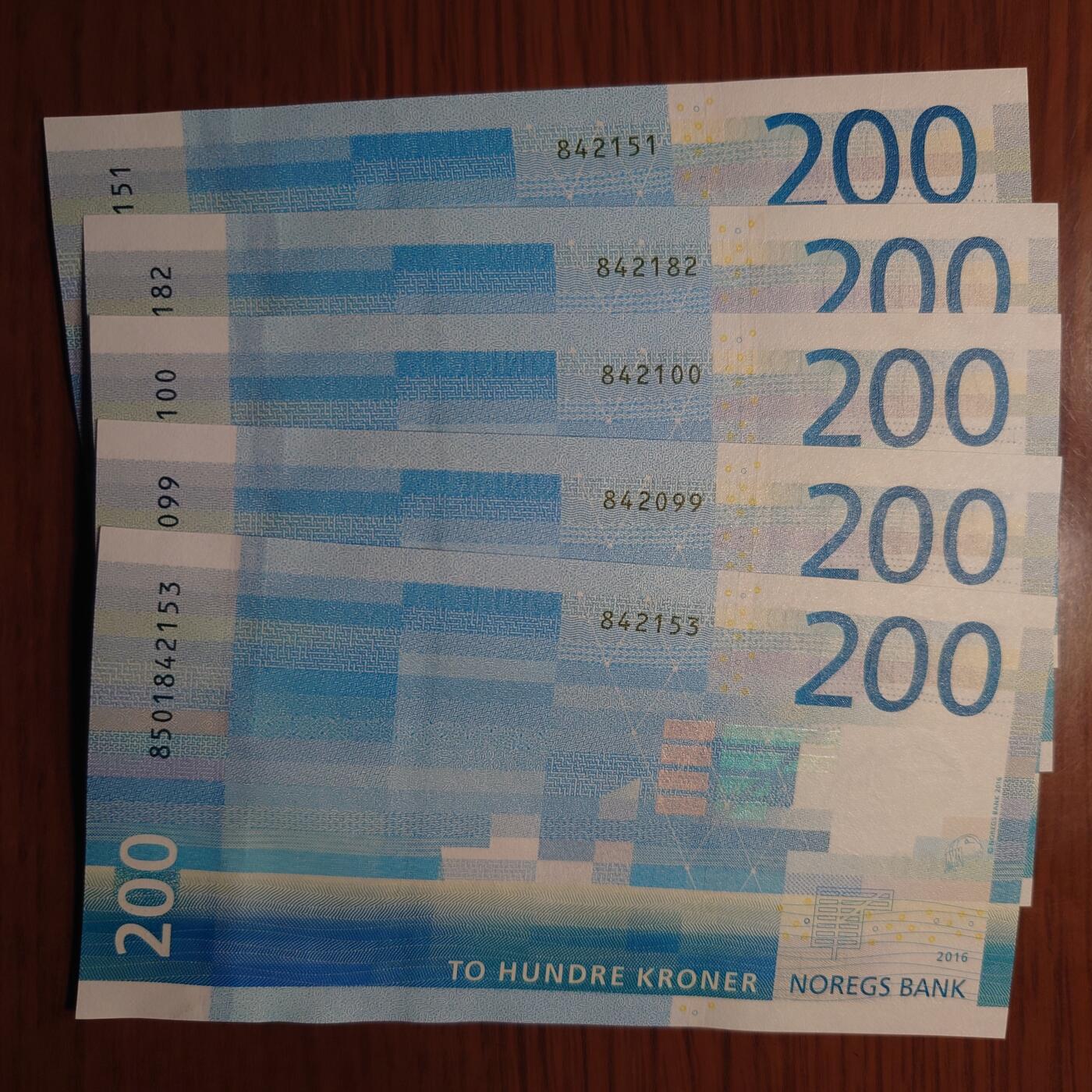 【世界钱币】精选微拍第116期暨2024年第27期  部分硬货0元起拍 还有新品1996首年瑞士人像1000等 2016年挪威200克朗 全新绝品如图五张为一件一起拍